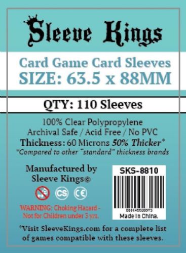 Sleeve Kings Standard Card Game Card Sleeves (63.5x88mm) - 110 Pack, -SKS-8810